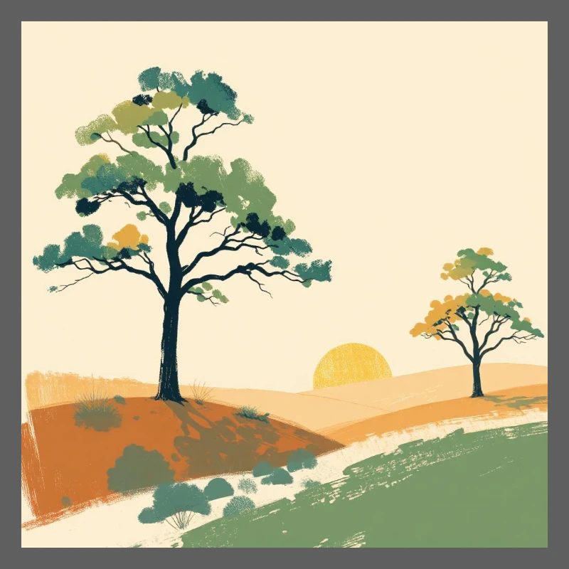 Pastel Sunset Trees