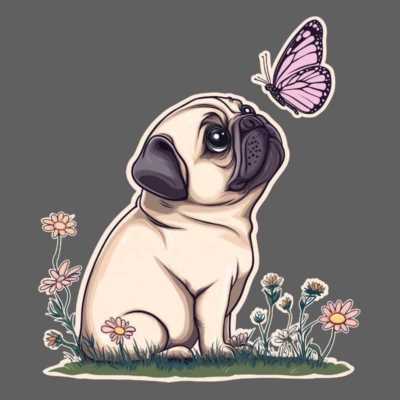 Mops mit Schmetterling