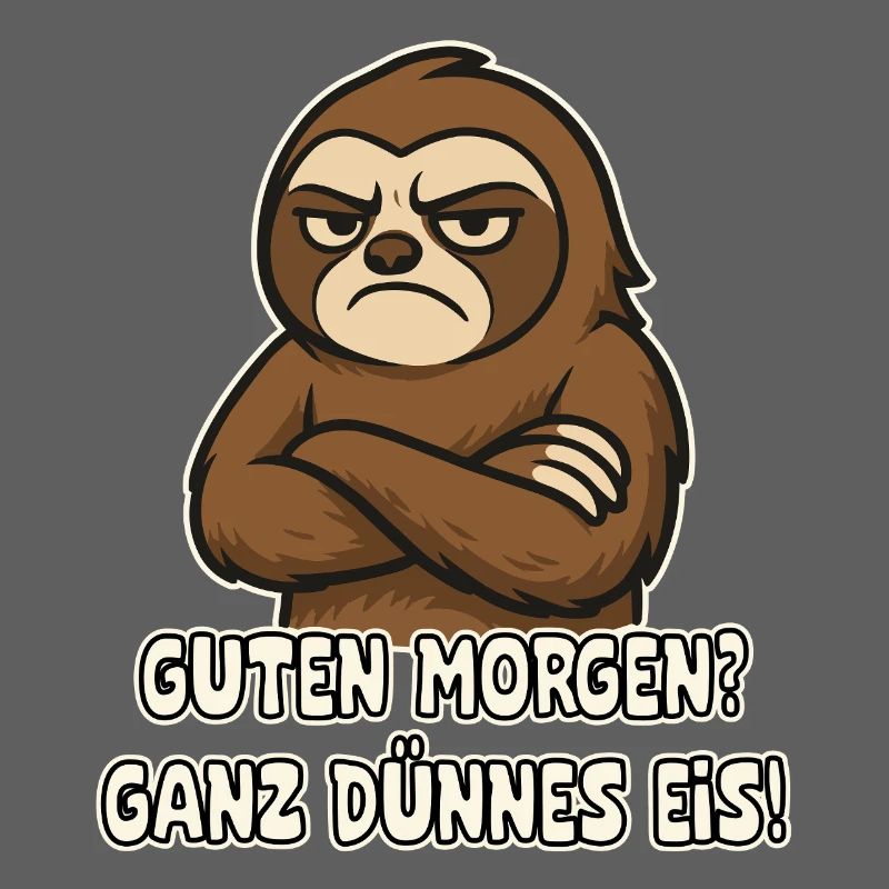 Grumpy sloth with saying
