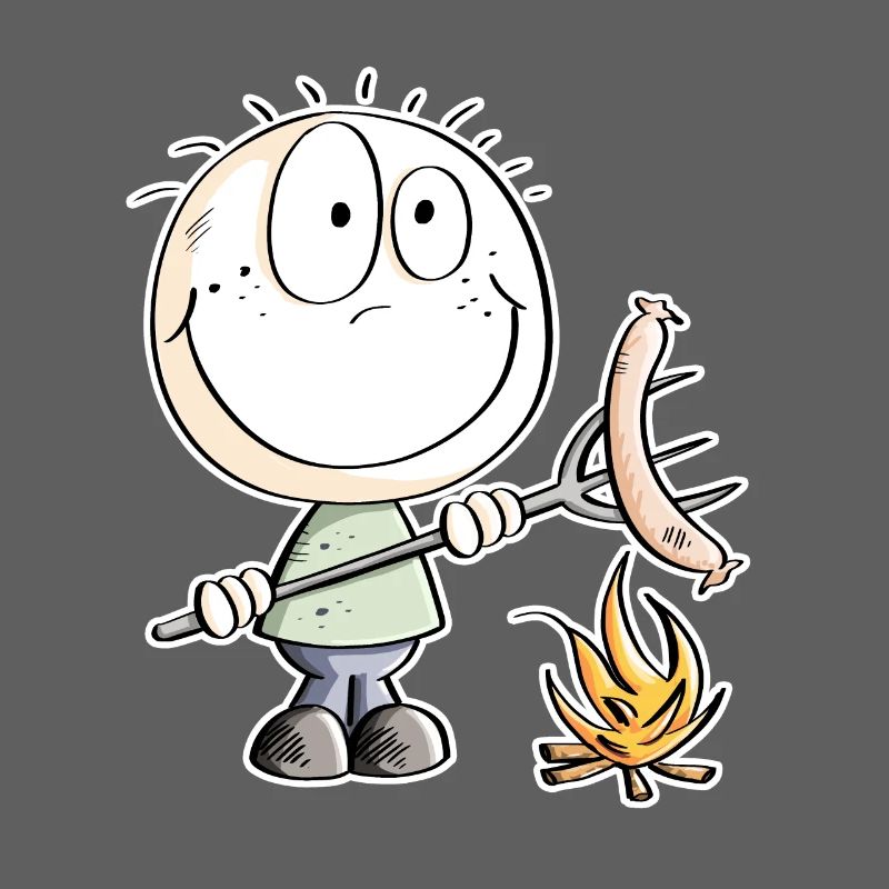 Funny sausage grilling stick figure