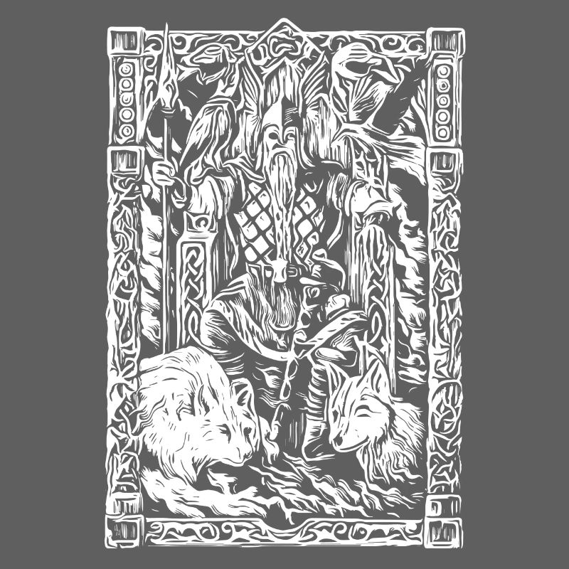 Table viking avec loups et corbeaux