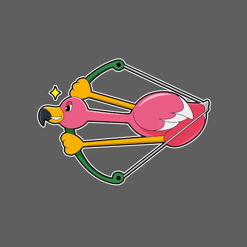 Flamant rose comme une flèche avec arc