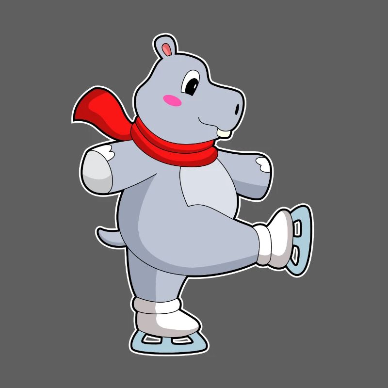 Nilpferd Eislaufen Schlittschuhe