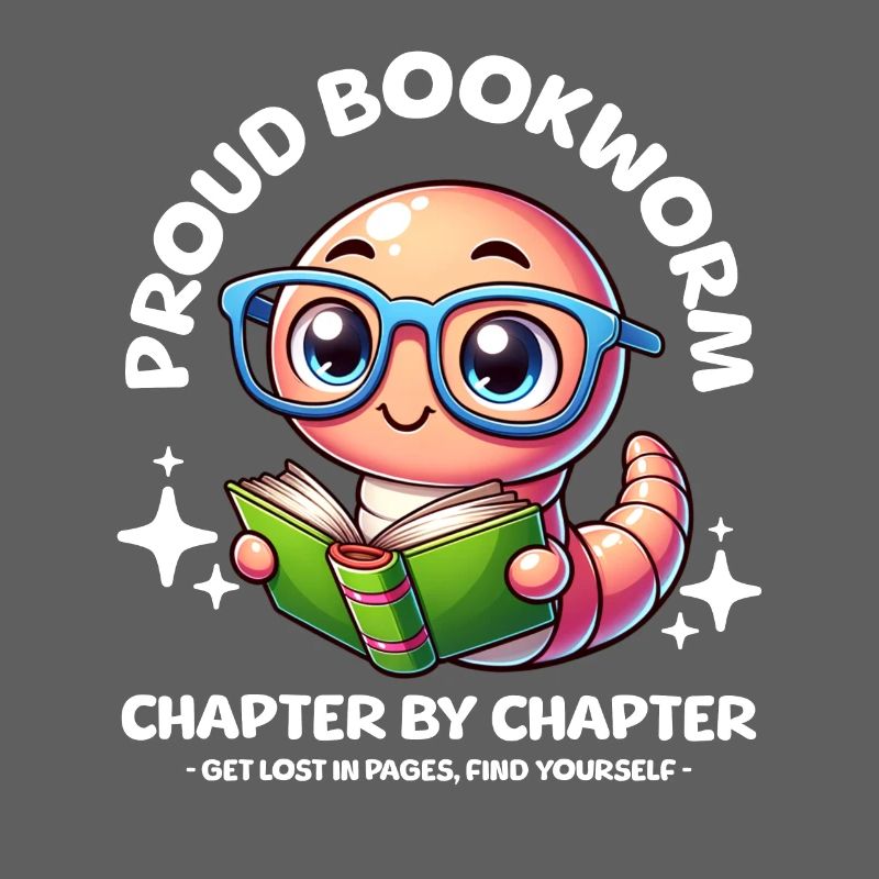 Proud, cute bookworm with glasses reading book