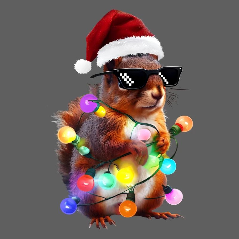 Weihnachts Eichhörnchen mit Lichterkett