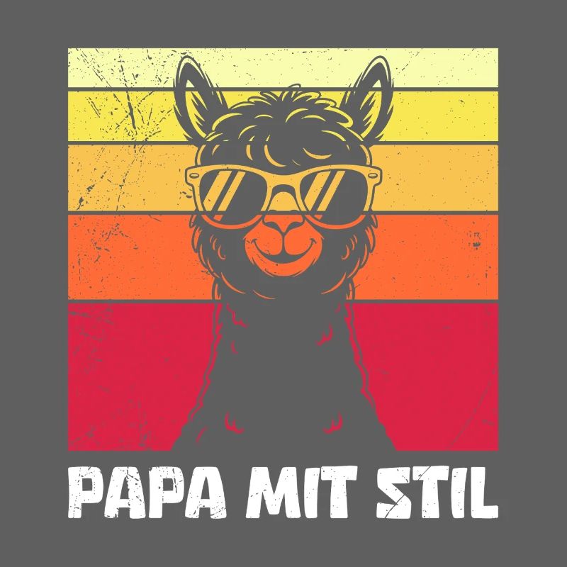 Vaterschaft PAPA MIT STIL Retro Lama Lustiges
