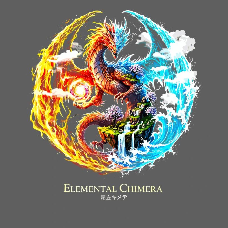 Chimère élémentaire – Dragon de feu et d’eau