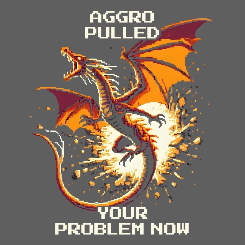 Aggro gezogen – dein Problem | Drache Pixel Art