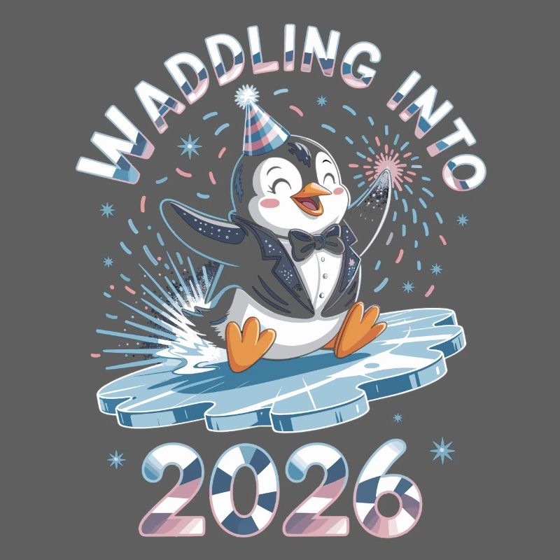 Pinguin Neujahrsshirt 2026 – Perfekt zu Silvester