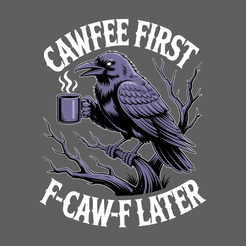 Coffee first: Crow with mug
