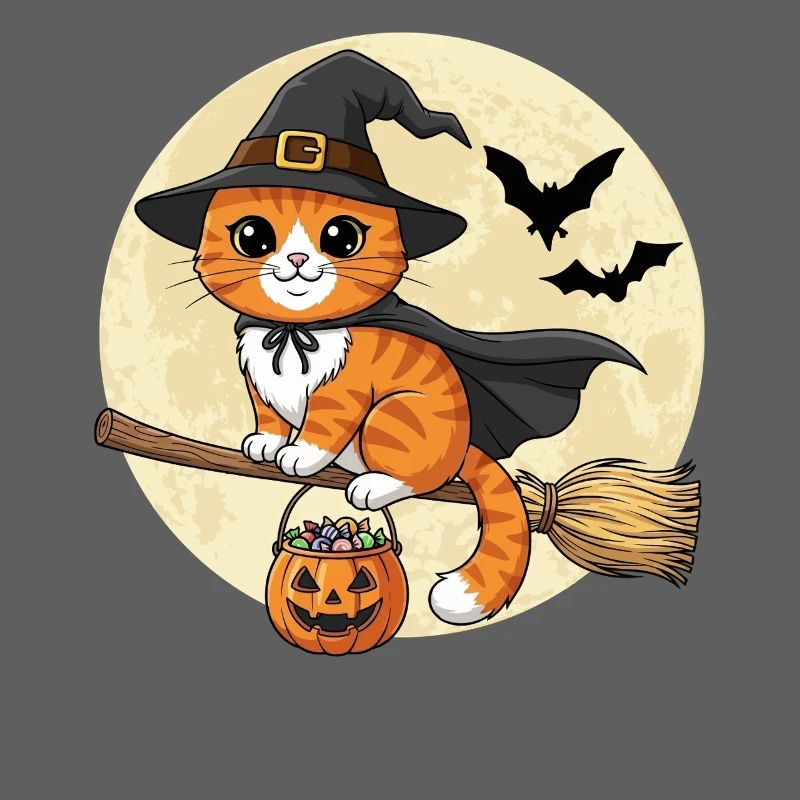 Chat mignon sorcière Halloween