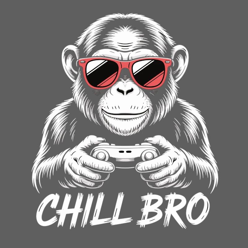 Chill Bro Gamer T-Shirt with Monkey and Controller