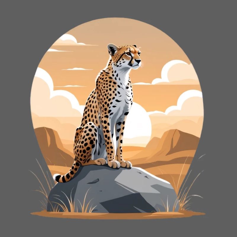 Guépard au coucher de soleil du désert