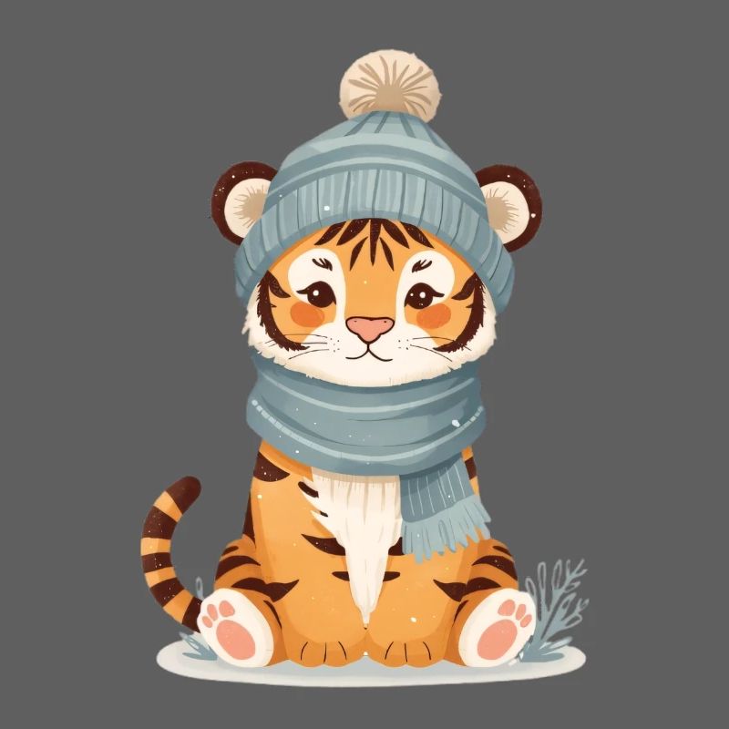 Winter tiger with cap
