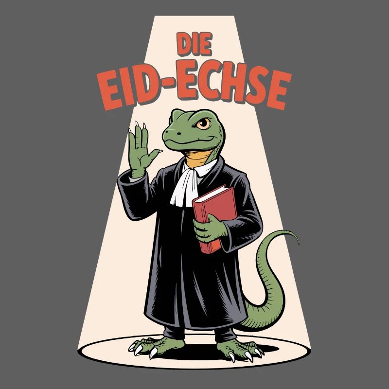 Die Eid-Echse im Richter-Look Cartoon