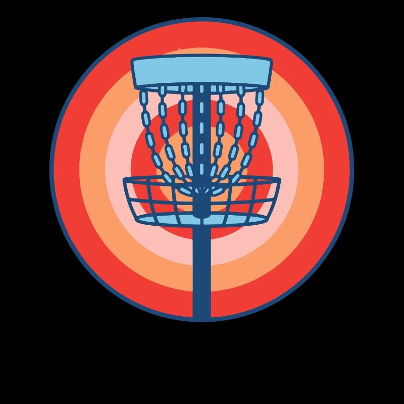 Disc Golf Basket Retro Flying Disc Golfing Scene