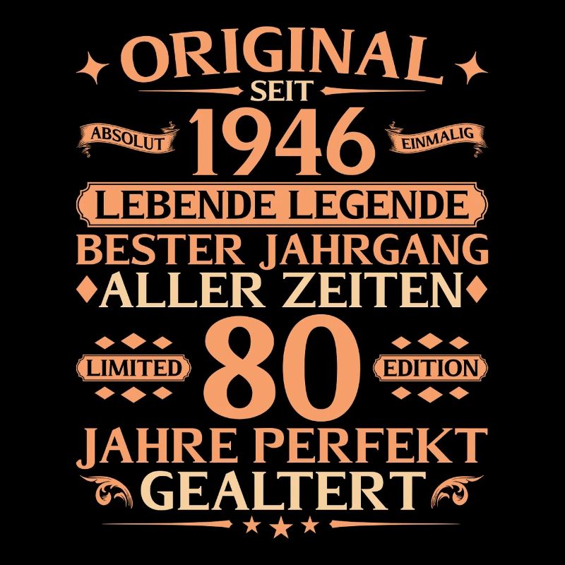 80. Geburtstag Absolut Einmalig 1946 Jahrgang