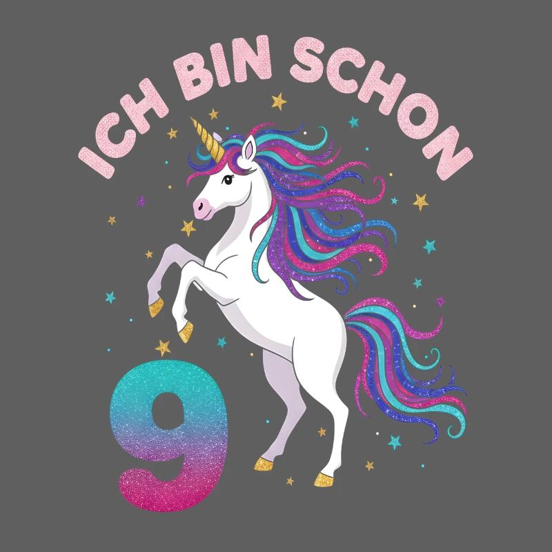 9. Geburtstag Einhorn Mädchen Ich bin schon 9