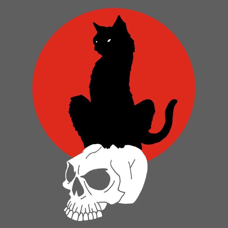 Chat noir et soleil rouge