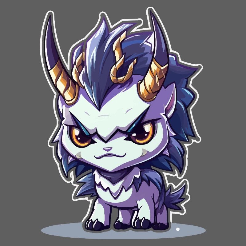 Kleiner Hörnerdrache im Chibi-Stil