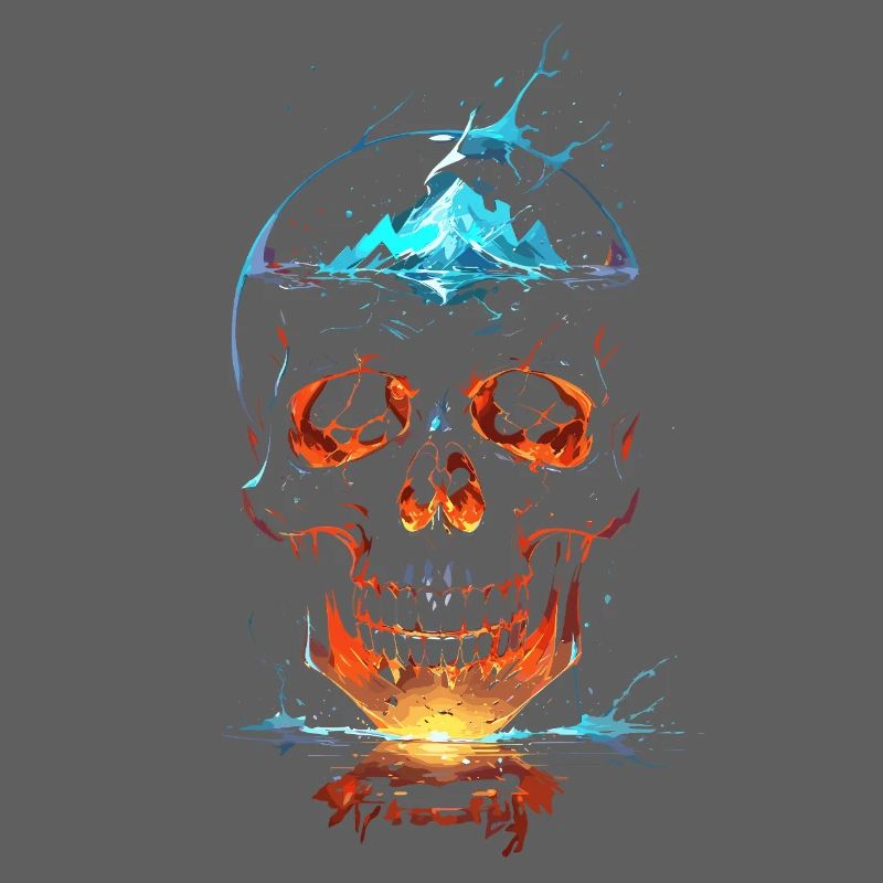 Crâne de Feu et Glace Éclatant