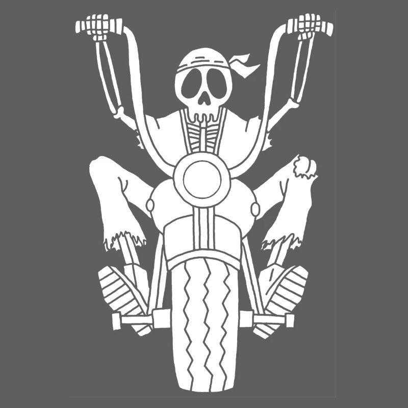 Skelett Motorradfahrer weiß