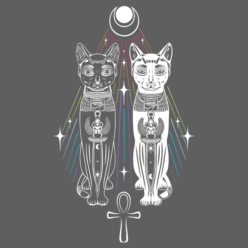 Deux Chats Bastet Dualité Ankh Chat Déesse
