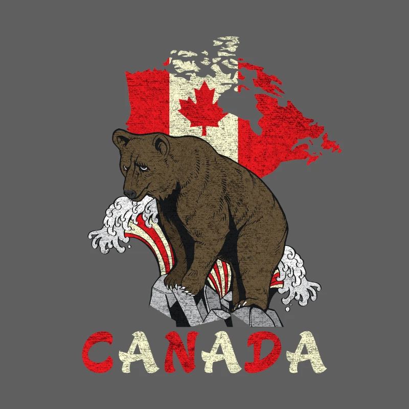 Conception d'ours du Canada avec carte et drapeau