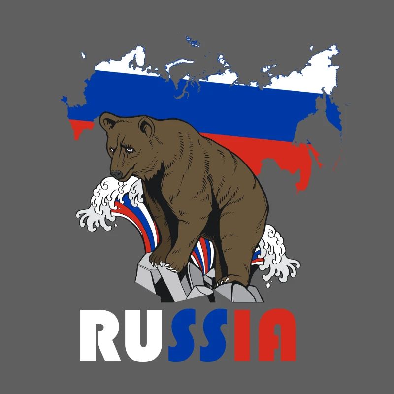Russie conception de l’ours avec carte et drapeau