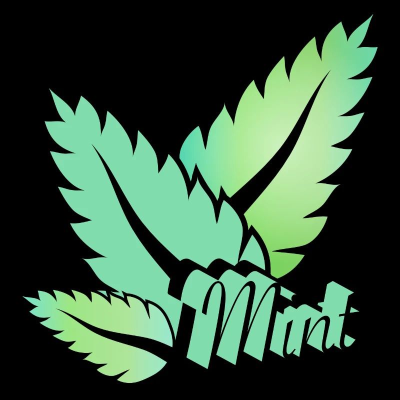 stylized green mint leaves with typography