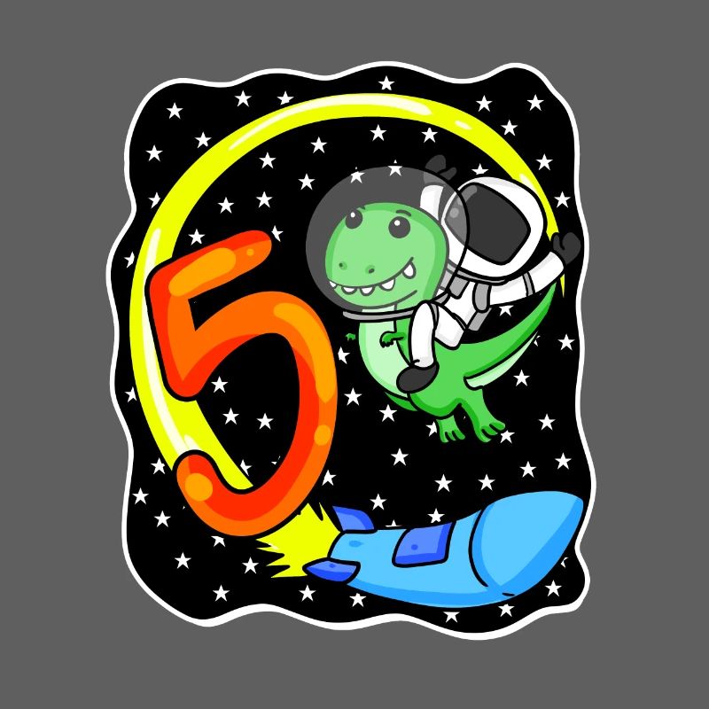 Young 5 years old dinosaur astronaut