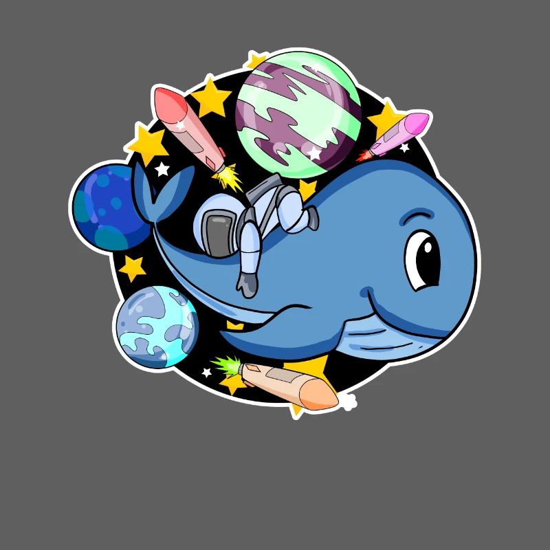 Astronaut in space with a whale