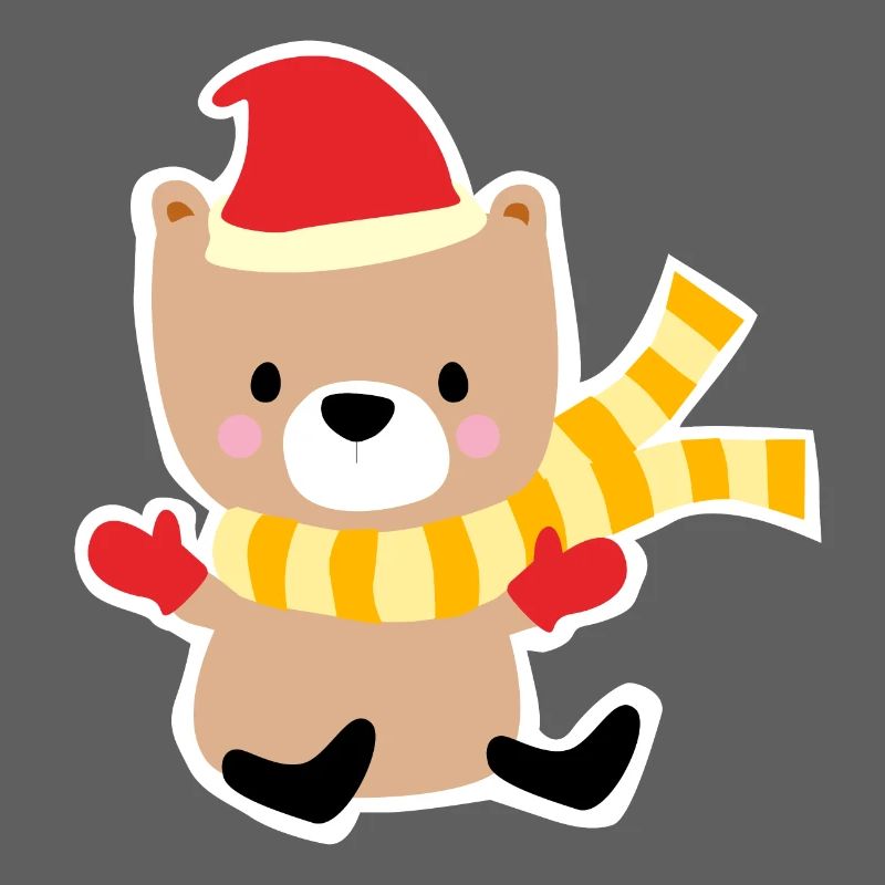 Winter bear with Christmas hat