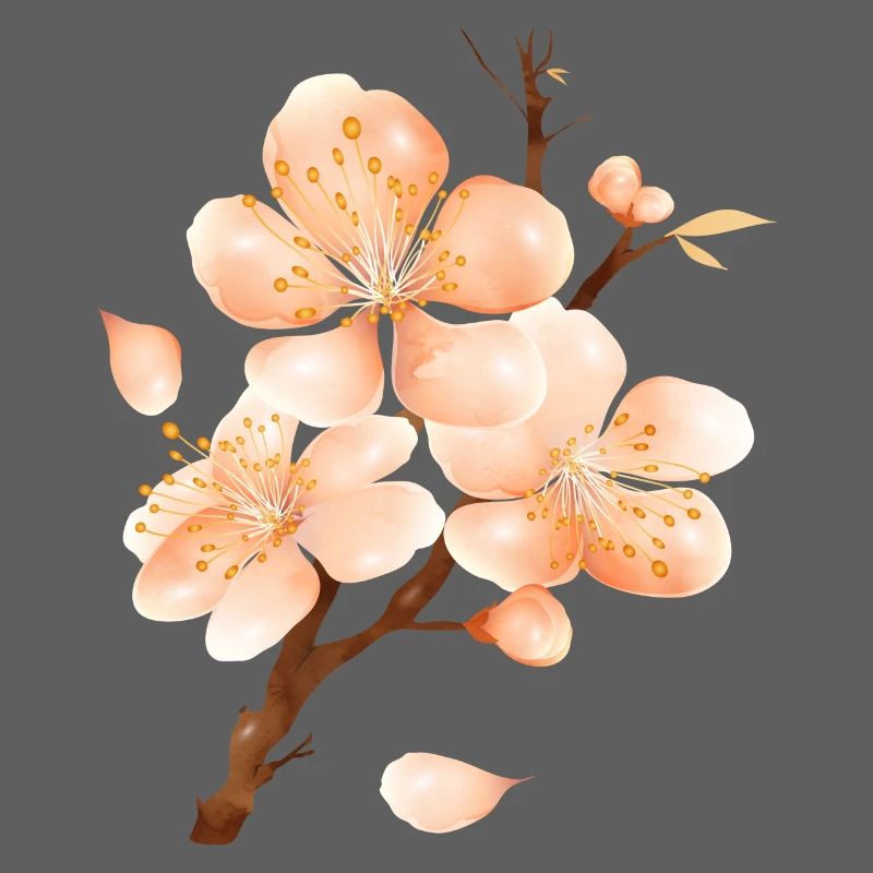 Branche de fleur de pêcher dans un ton pêche doux et velouté