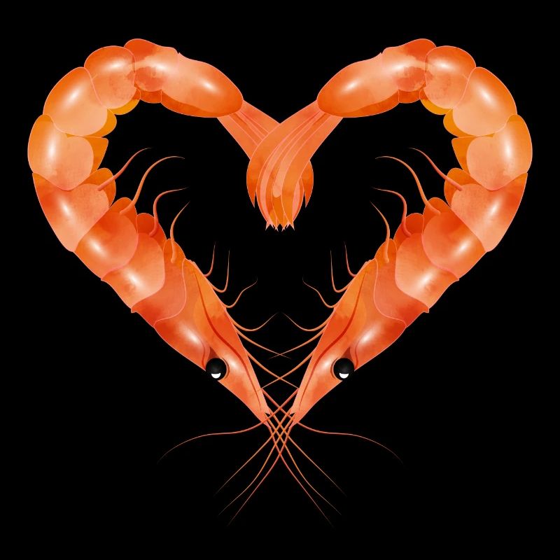 two prawns or shrimps designed in heart shape