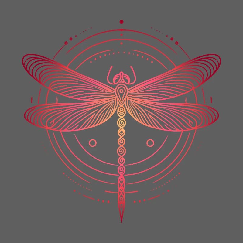 Dragonfly Spiral Patterns, Pink Gradient