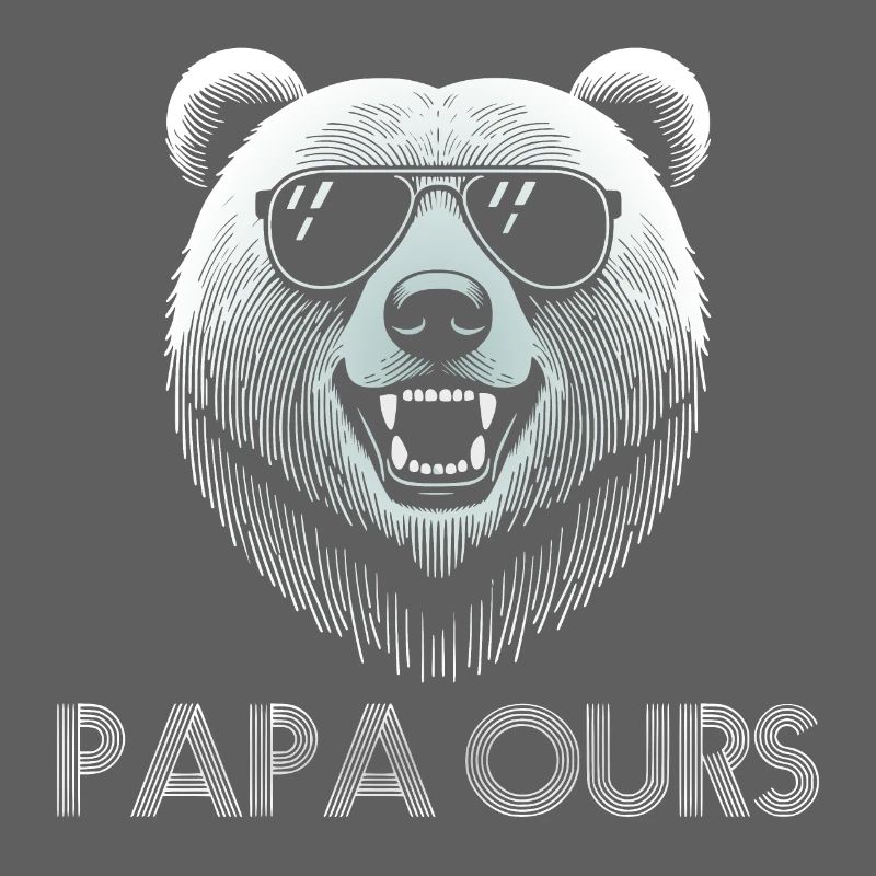 Cool bear head with sunglasses. Papa Bear