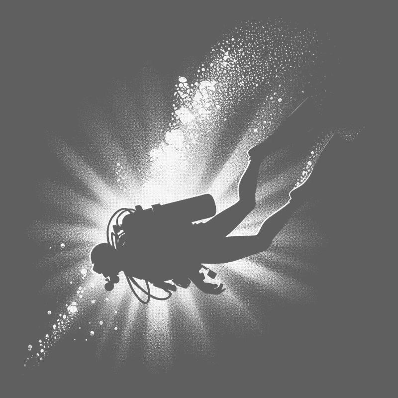 Diver Light Beam Silhouette Design