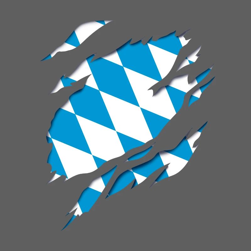 Drapeau et armoiries de la Bavière, effet de déchirure 3D.