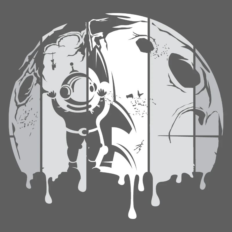 lune astronaute fusée spatiale graffiti logo rétro
