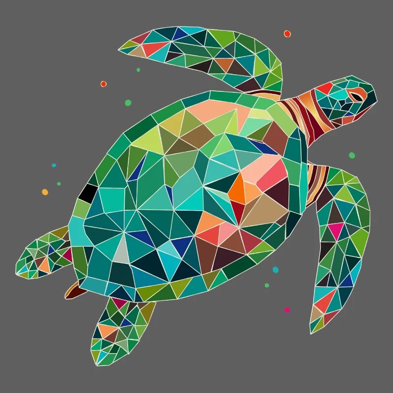 Tortue d’eau colorée - Conception de mer colorée