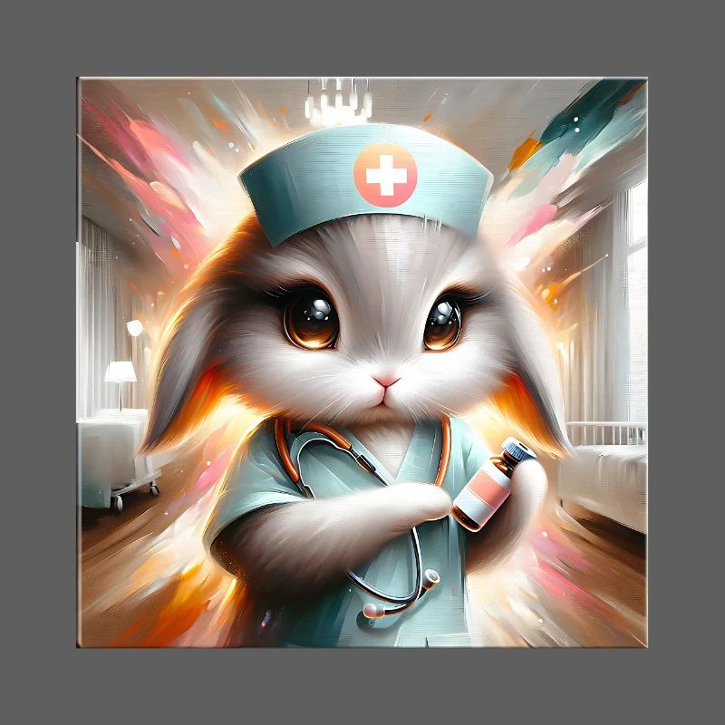 Kätzchen als Krankenschwester im Comicstil