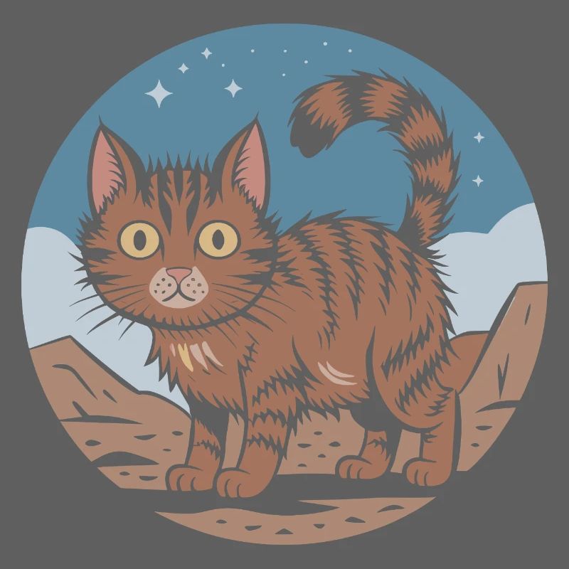 Niedliches Retro Katze Abenteuer Nachthimmel Geschenk