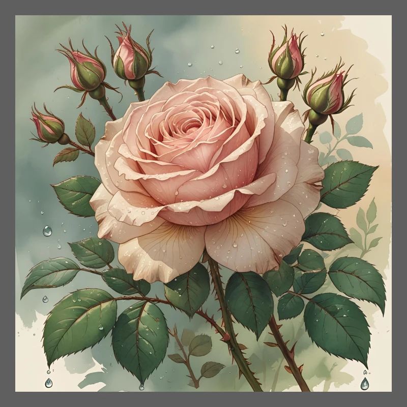 Elegantly delicate pink rose blossom