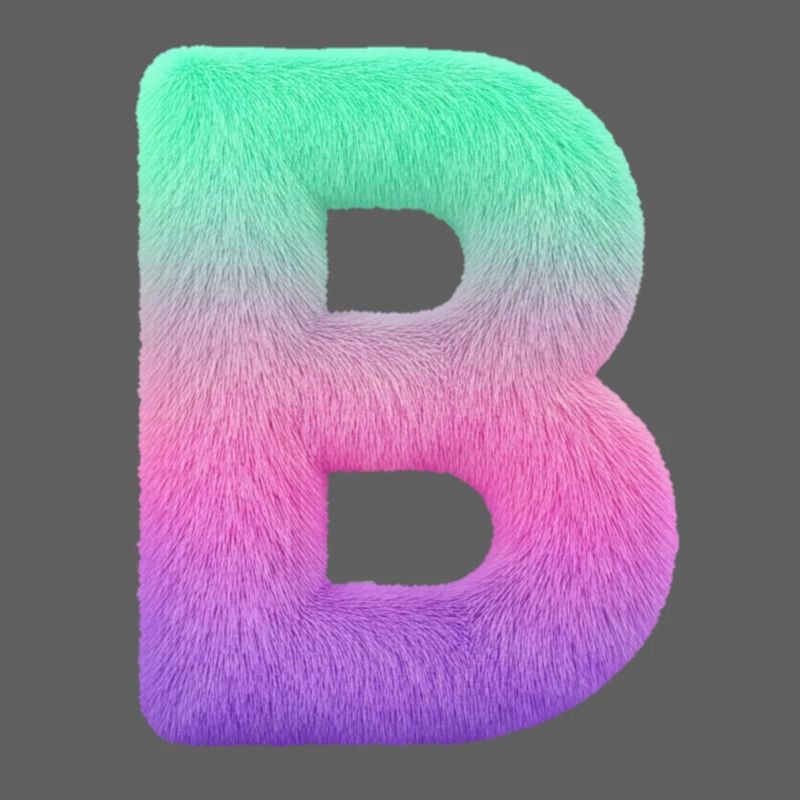 Letter B with fur and pastel gradient