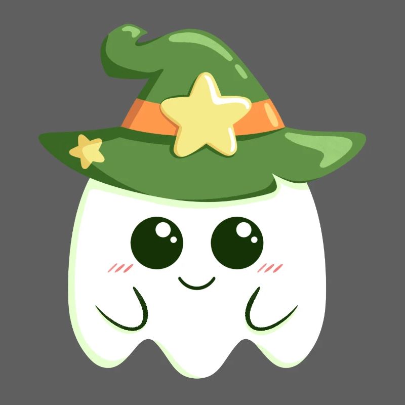 Cute ghost for Halloween dressed as a witch