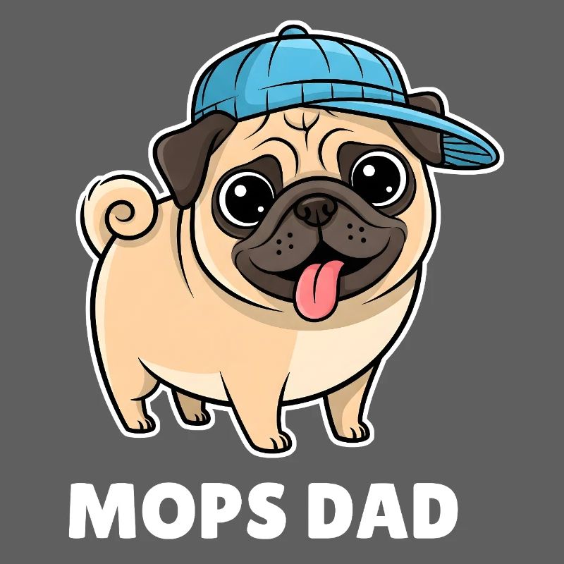 Pug Dad with Cappy Funny Motif