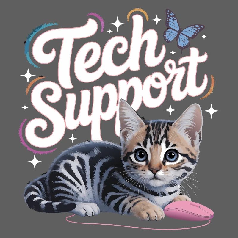 Funny Tech Support Cute Cat Ironic IT