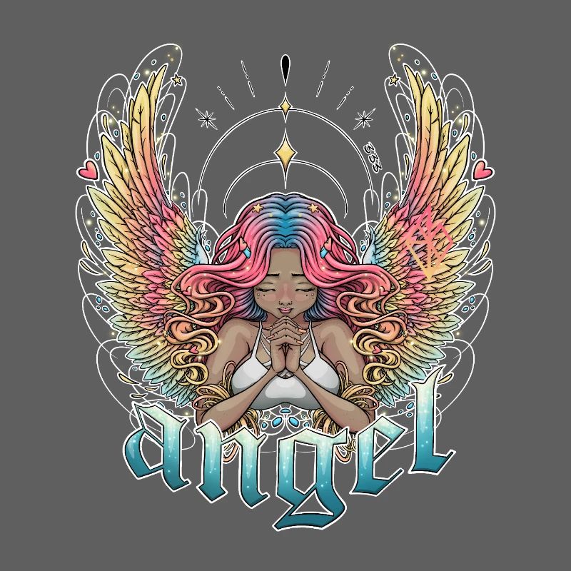 Celestial Angel with Multicoloured Wings