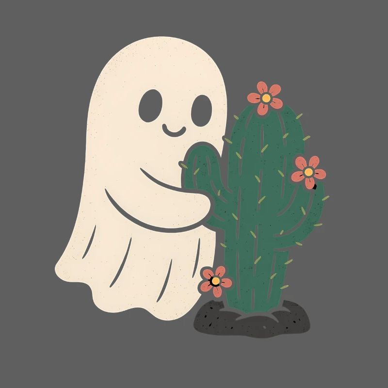 Fantôme étreignant les fleurs de cactus